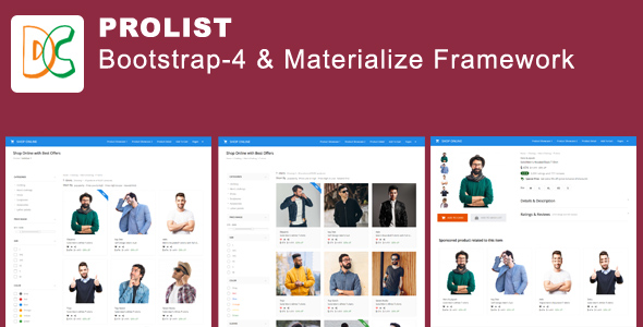 Prolist Bootstrap 4 and Materialize Framework Layout