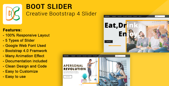 Boot Slider Creative Bootstrap 4 Slider