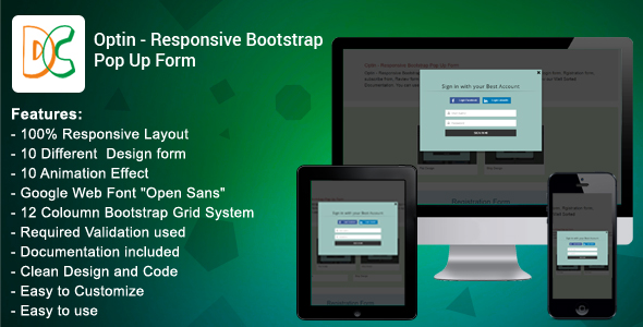 Optin Responsive Bootstrap 3 pop up form