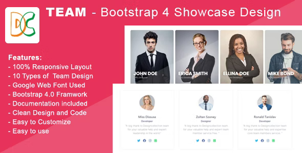 Team Bootstrap 4 Showcase