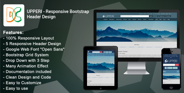 Upperi Responsive Bootstrap Header Design