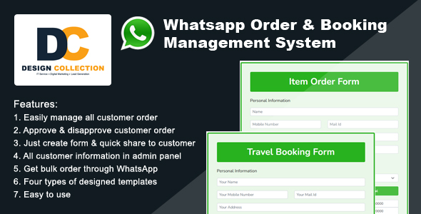 Whatsapp Order Booking Management System